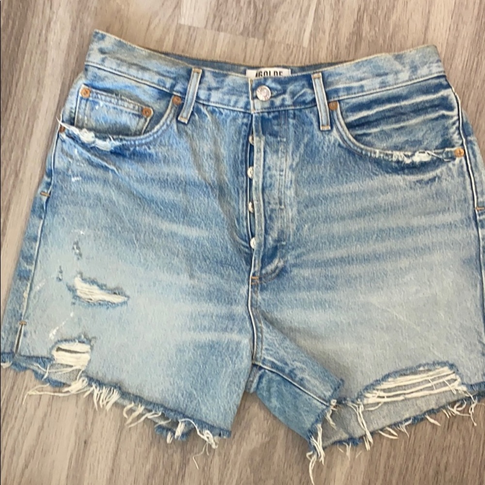 Agolde dee high rise distressed shorts